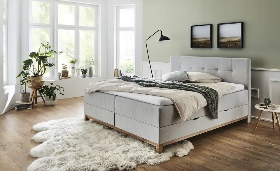 Boxspringbett Catania Hellgrau 180 cm