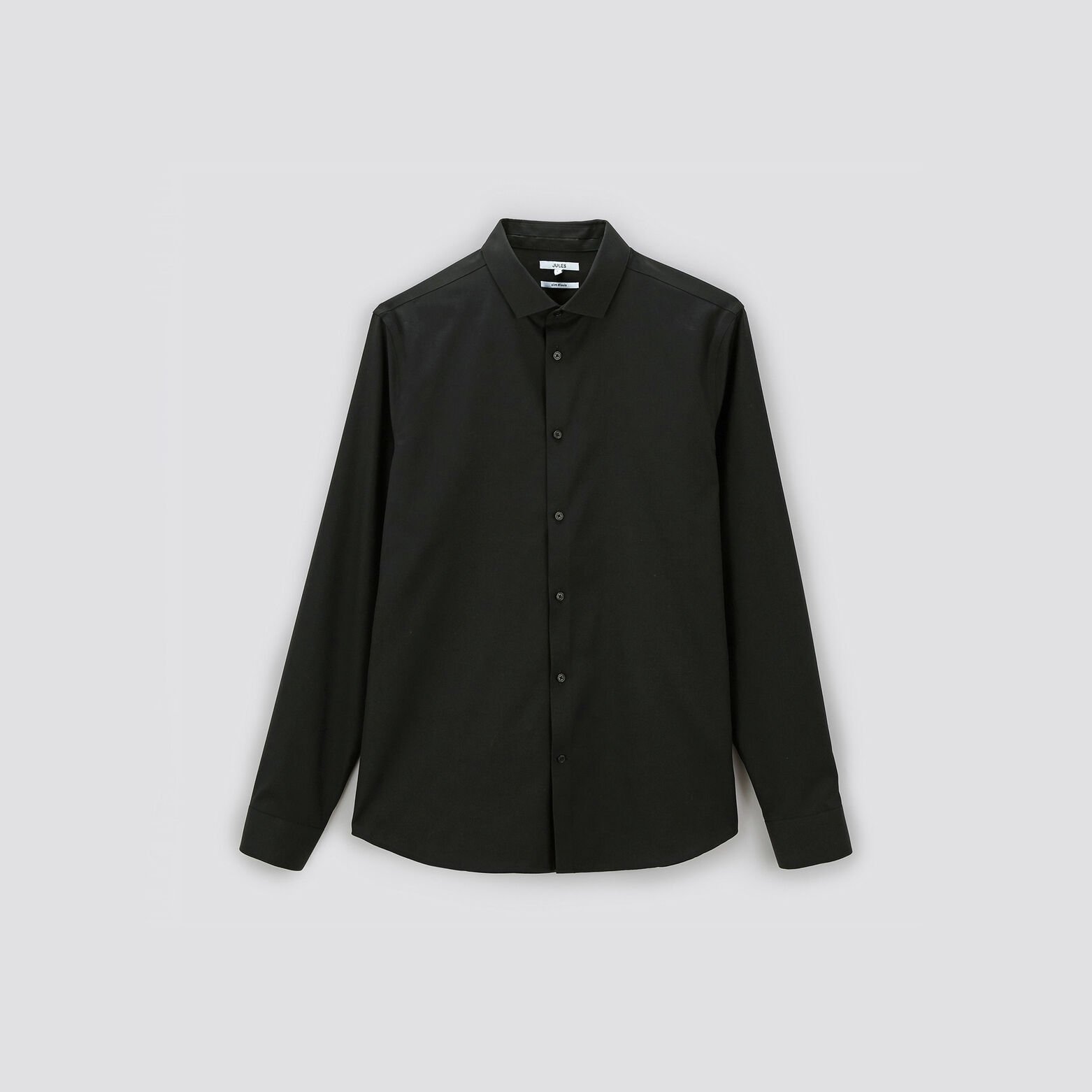 Chemise slim sans repassage unie coton Noir