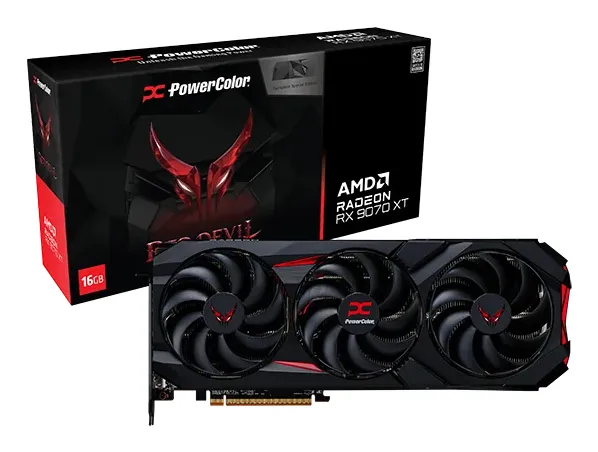 PowerColor Red Devil Radeon RX 9070 XT Backplate Special Edition, Radeon RX 9070 XT, 16 GB, GDDR6, 256 bit, 7680 x 4320 pixel, PCI Express x16 5.0