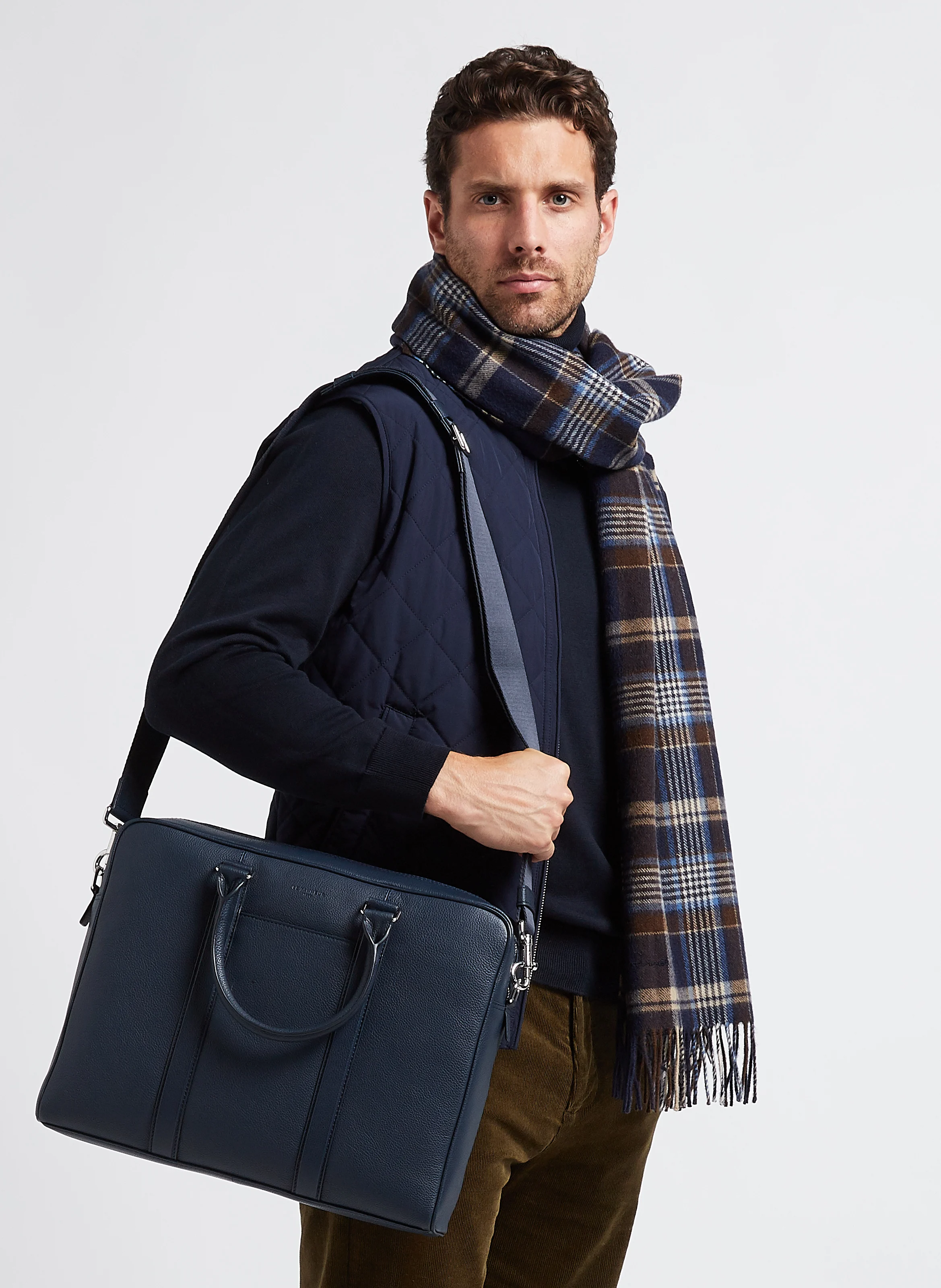CHARLES - Porte documents en cuir| Bleu