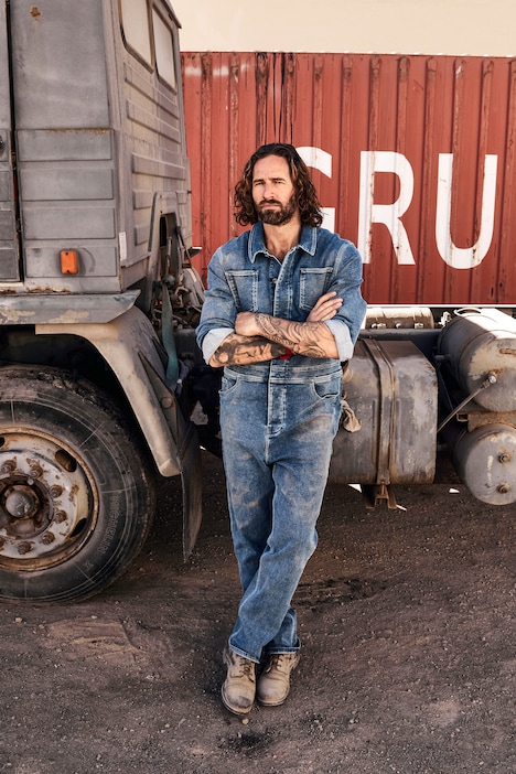 Overall, Denim, Workwear, Brusttaschen, Langarm