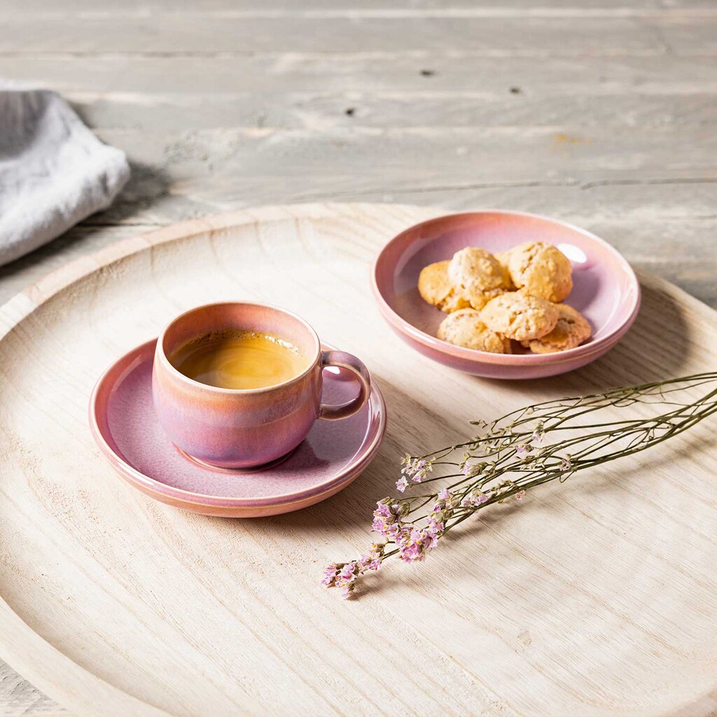 like. by Villeroy & Boch Espressotassen mit Untertassen Perlemor Coral 60 ml 6er Set