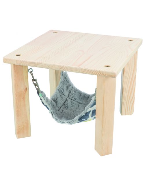 Trixie Schuilplaats Met Hangmat Sunny - Kooi Accessoire - 28x24x28 cm Houtkleur Grijs