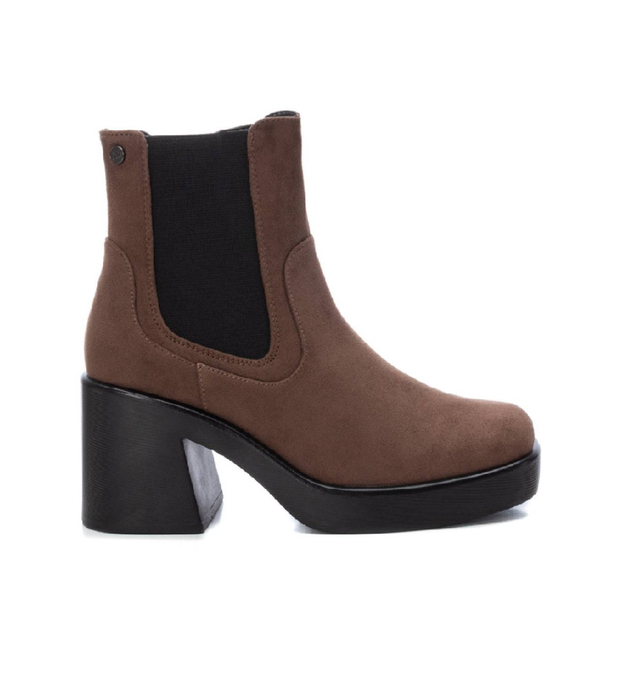 Botas de cano curto Xti 142155 cor taupe - altura do salto: 8 cm