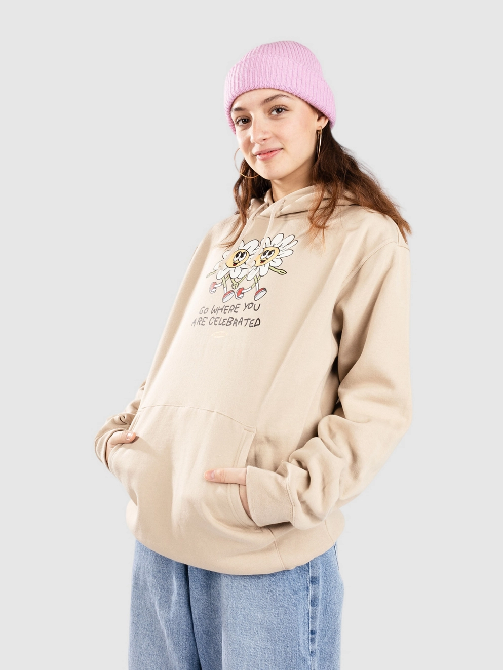 Petals and Peacocks Celebrated Hoodie sand