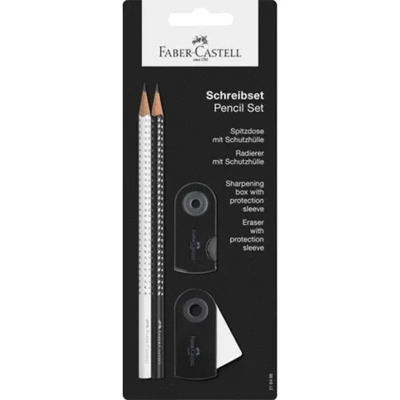 Faber-Castell GRIP SPARKLE Bleistiftset, B, schwarz/weiss