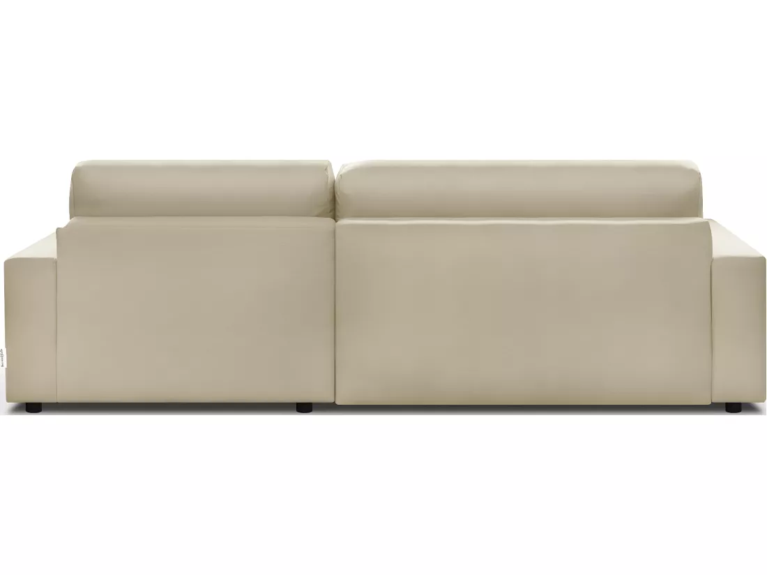 Canapé d'angle à droite convertible 3 places avec coffre en tissu beige - Arty