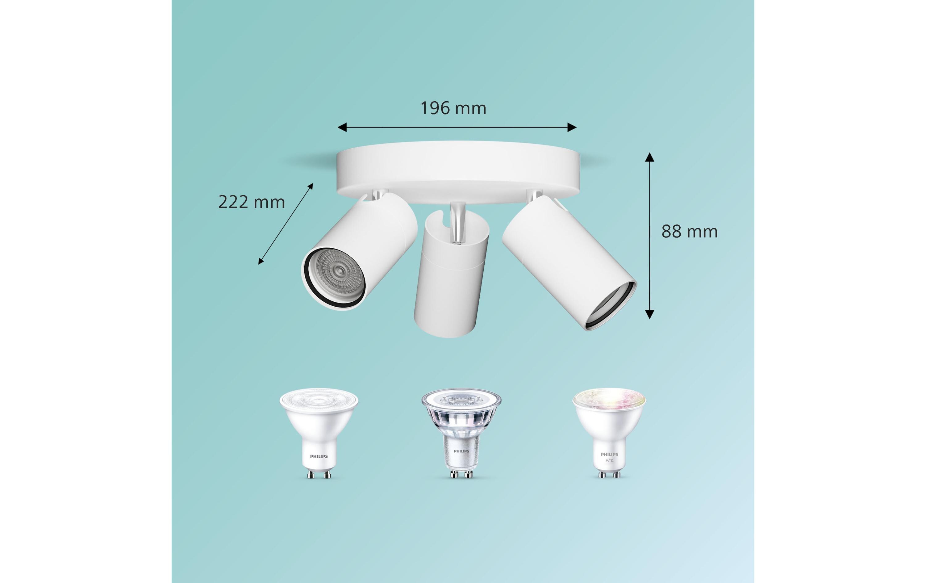 Aufbauspot Idris GU10, IP44, rund Weiss, ohne LMRunder 3er-Spot mit beweglichem Leuchtenkopf