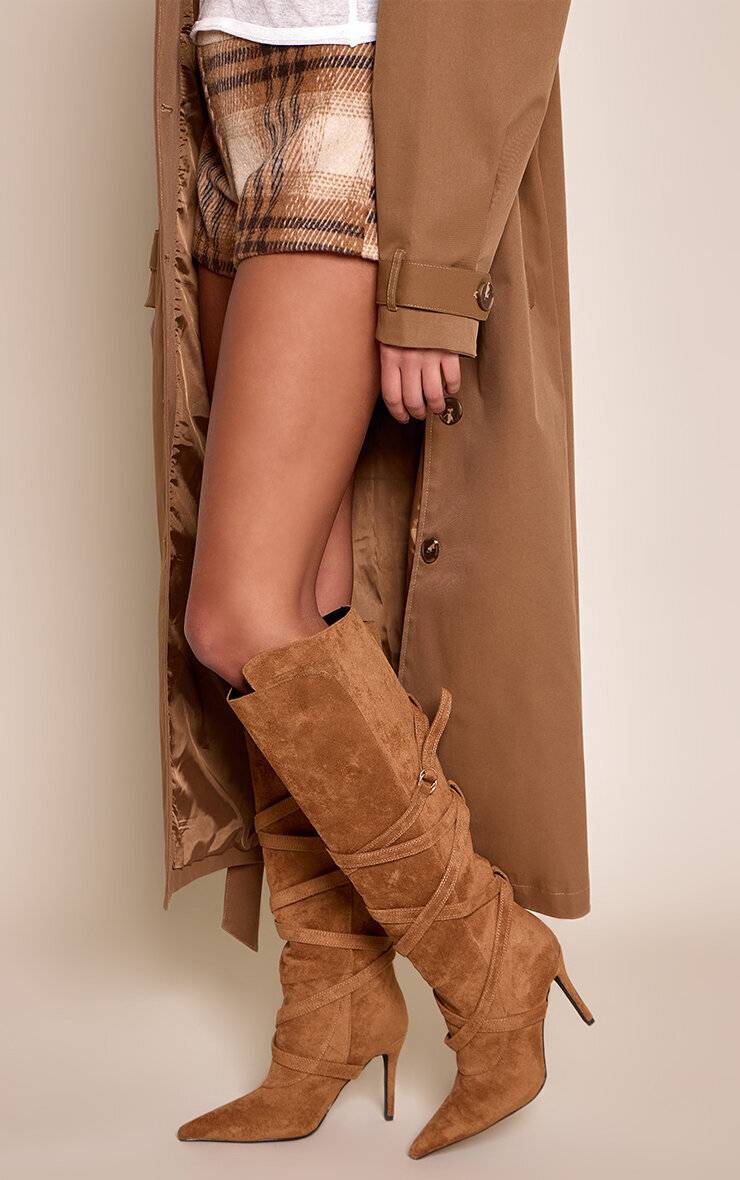 Camel Bottes Hautes En Synthétique Avec Détail Enroulé