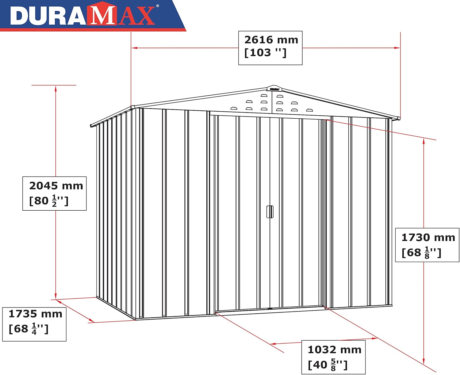 Duramax TOP Shed 6 x 4 (2.17 m²) Abri de jardin en métal, fabriqué en acier galvanisé, structure de toit renforcée, abri de jardin en métal sans entretien et résistant aux intempéries, Grain de bois