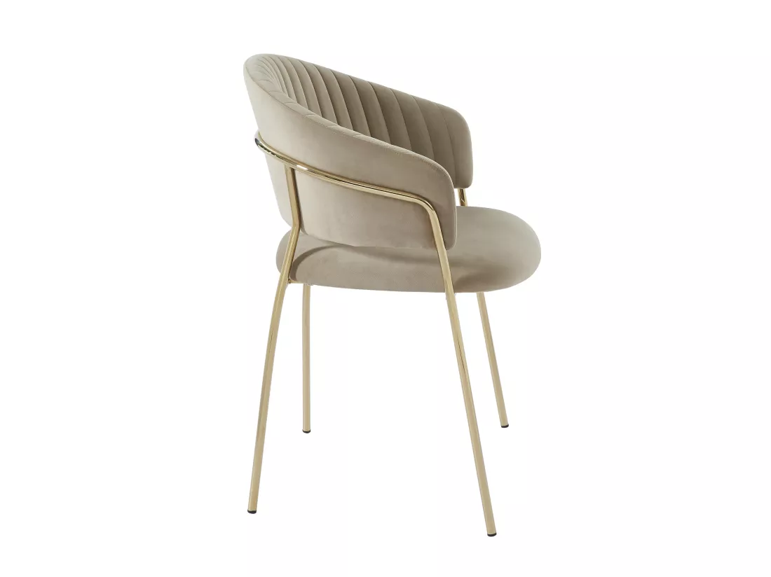 Lot de 2 chaises en velours et métal doré - Beige - MADOLIA de Pascal MORABITO