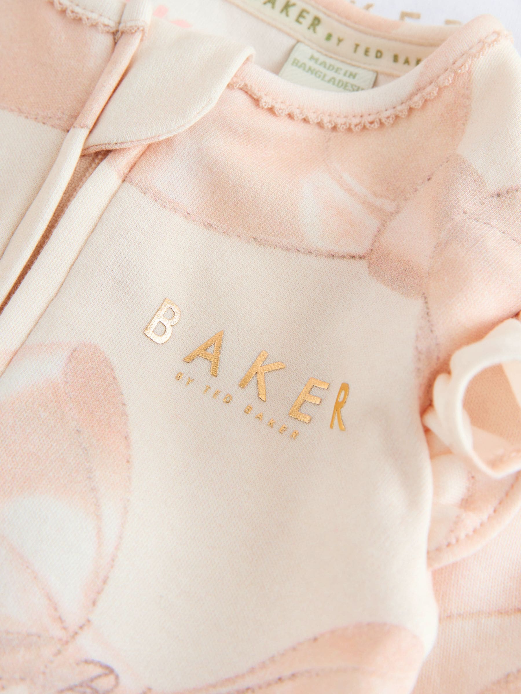 Baker by Ted Baker 2 Pack 100% Cotton Bow Printed Sleepsuits
