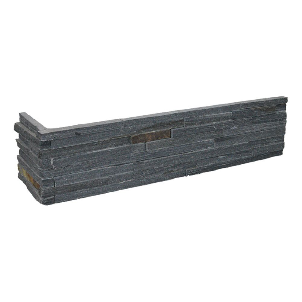 STEINPANEL NORSK STEINMILJØ SMALLSTRIPET SORT/RUST UTVENDIG