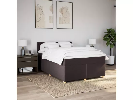 Sommier à lattes de lit avec matelas Marron foncé 160x200 cm