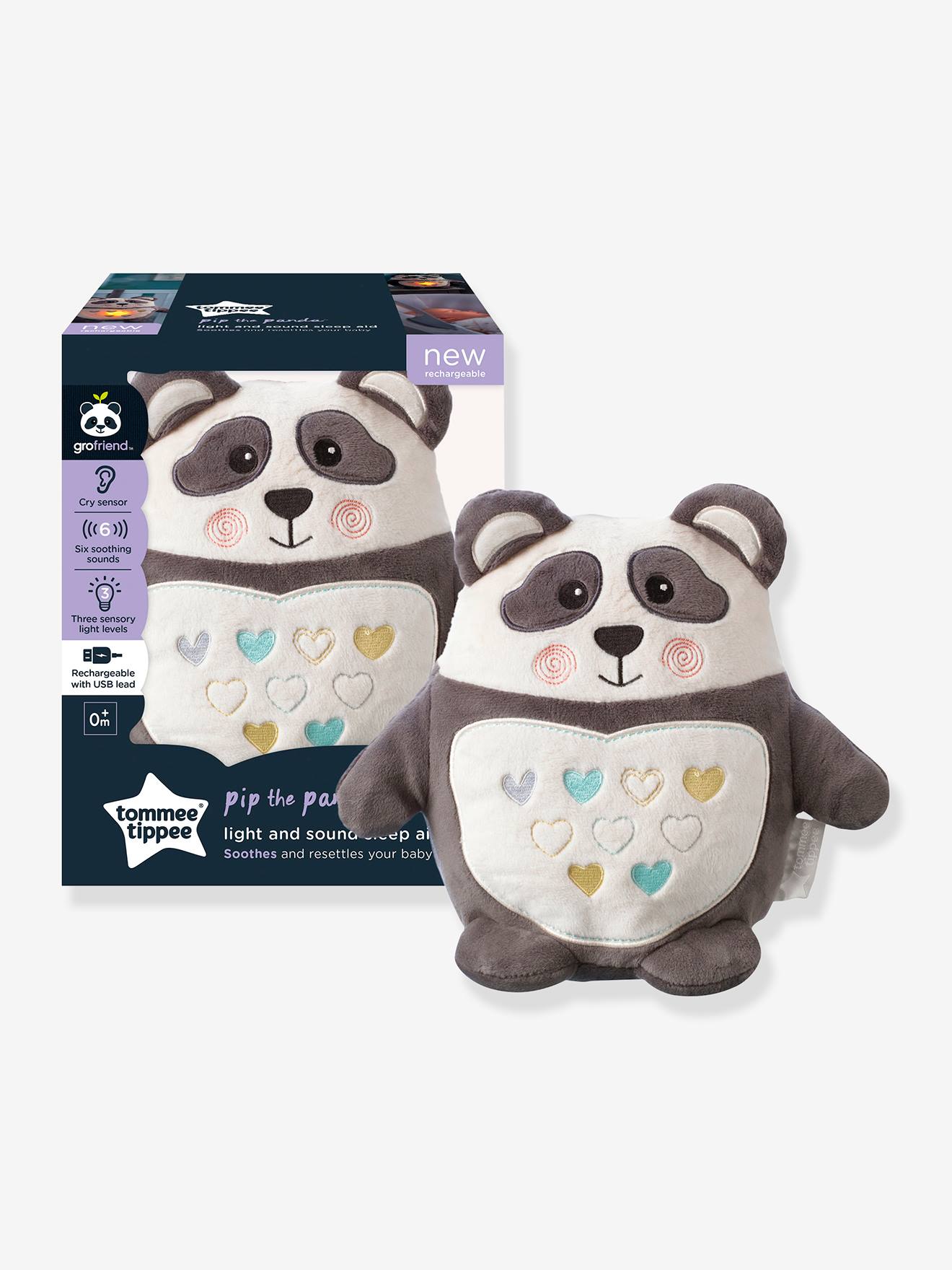 Luminária Noturna de Pelúcia Pippo, o Panda, Tamanho Médio, Preta Lisa com Estampas, TOMMEE TIPPEE