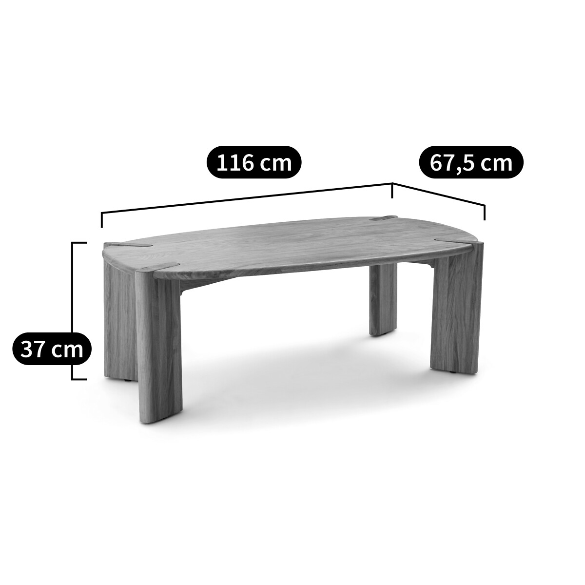 LA REDOUTE INTERIEURS<br>Mesa de centro em carvalho maciço, Elmo