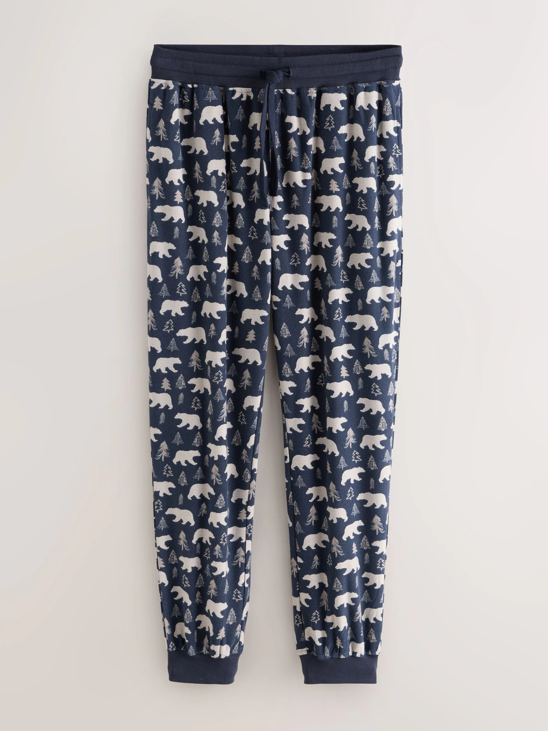 Marineblauw/naturel met ijsbeer - MotionFlex - Behaaglijke pyjamabroek met boorden