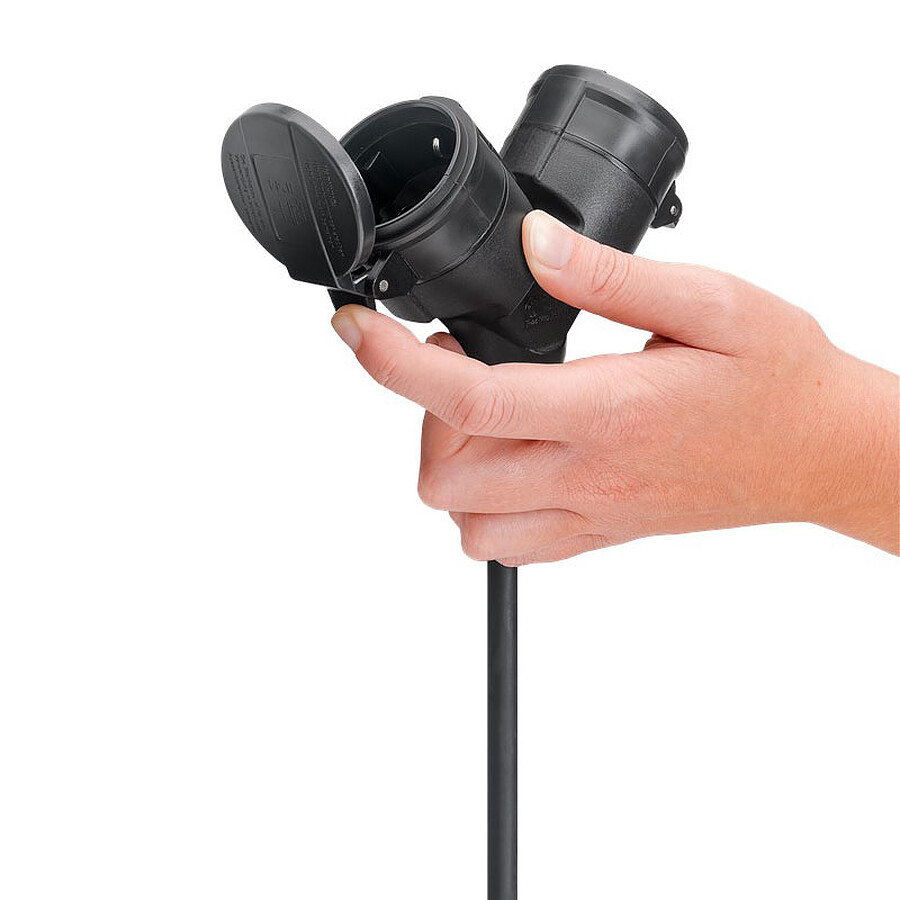Goobay Câble Rallonge électrique double pour l'extérieur - 5 m - Noir