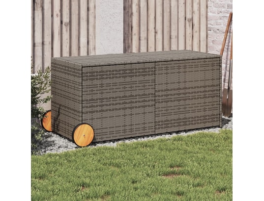 VIDAXL - Coffre Boîte de rangement de jardin et roues gris 283l résine tress...