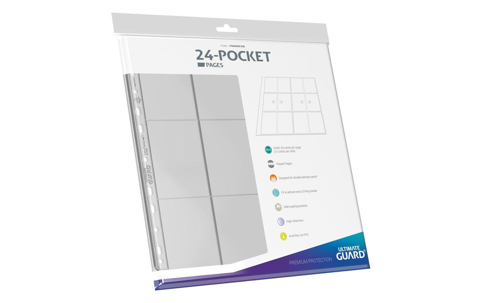 Ordner-Einlagen 24-Pocket QuadRow Pages Transparent 10 Stk.Hochwertige Ordnerseiten mit Side-Loading 24 Taschen