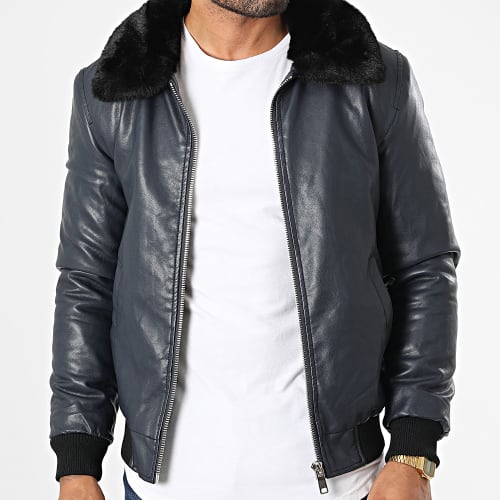 Veste Col Fourrure 5023 Bleu Marine