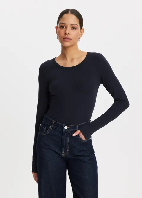 Basic t-shirt met lange mouw blauw (BLW.D)