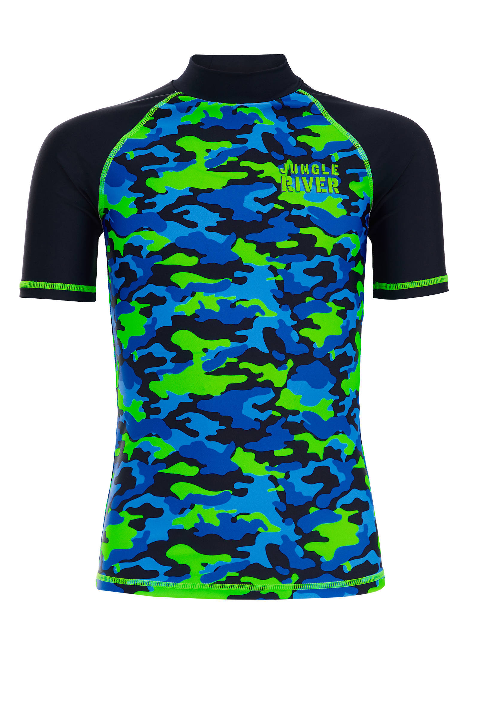 WE Fashion UV T-shirt blauw/groen/zwart