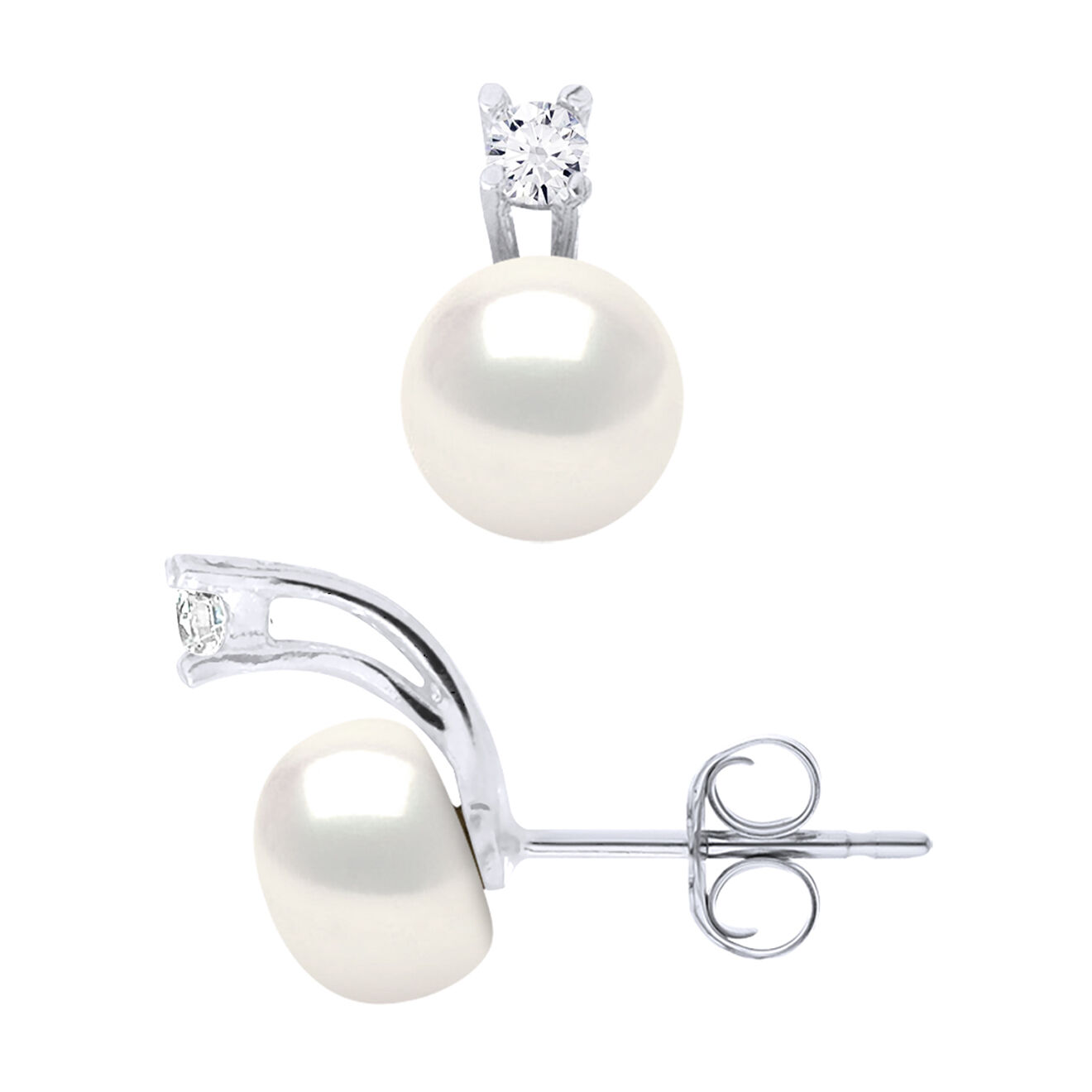 Pearl Addict Boucles d'oreilles Caroline Argent & Perles d'Eau Douce blanches
