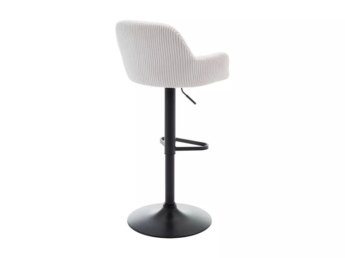 Lot de 2 tabourets en velours côtelé et métal noir - Hauteur réglable - Crème - LILIYA