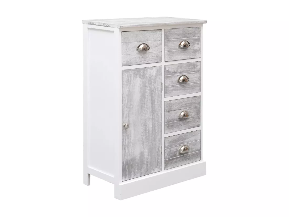 Buffet avec 10 tiroirs Gris 113x30x79 cm Bois