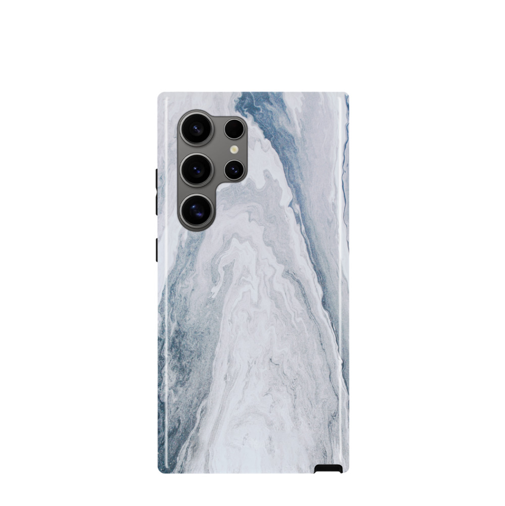 Samsung Galaxy S24 Ultra Hybrid (Kunststoff / Gummi) Hülle Marmor Fluss - Blau