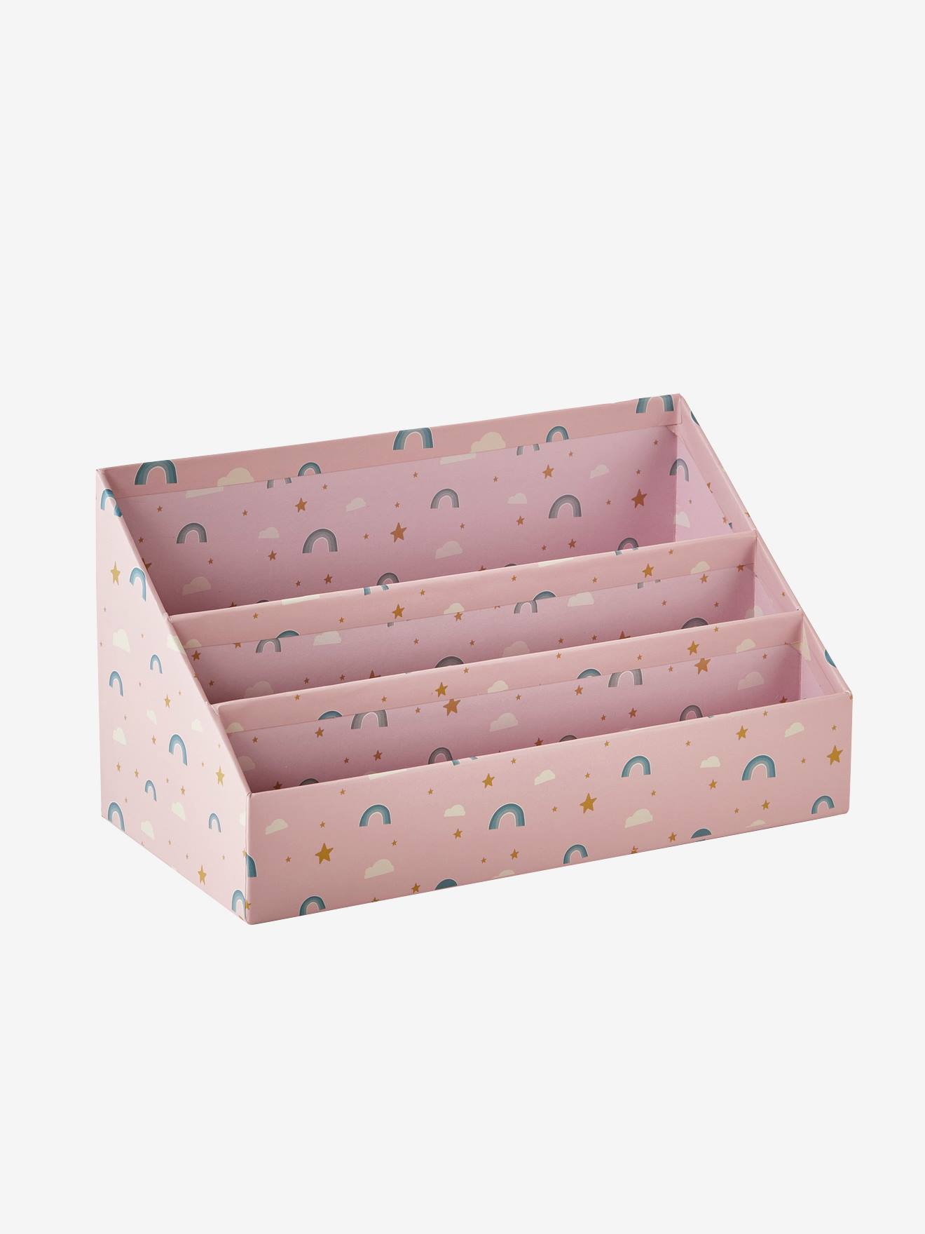 Conjunto organizador de mesa tamanho médio com estampa de arco-íris rosa