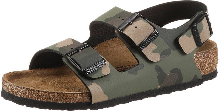 Birkenstock Milano Kids Sandalen Desert Soil Camouflage Khaki Narrow fit | Groen | Imitatieleer