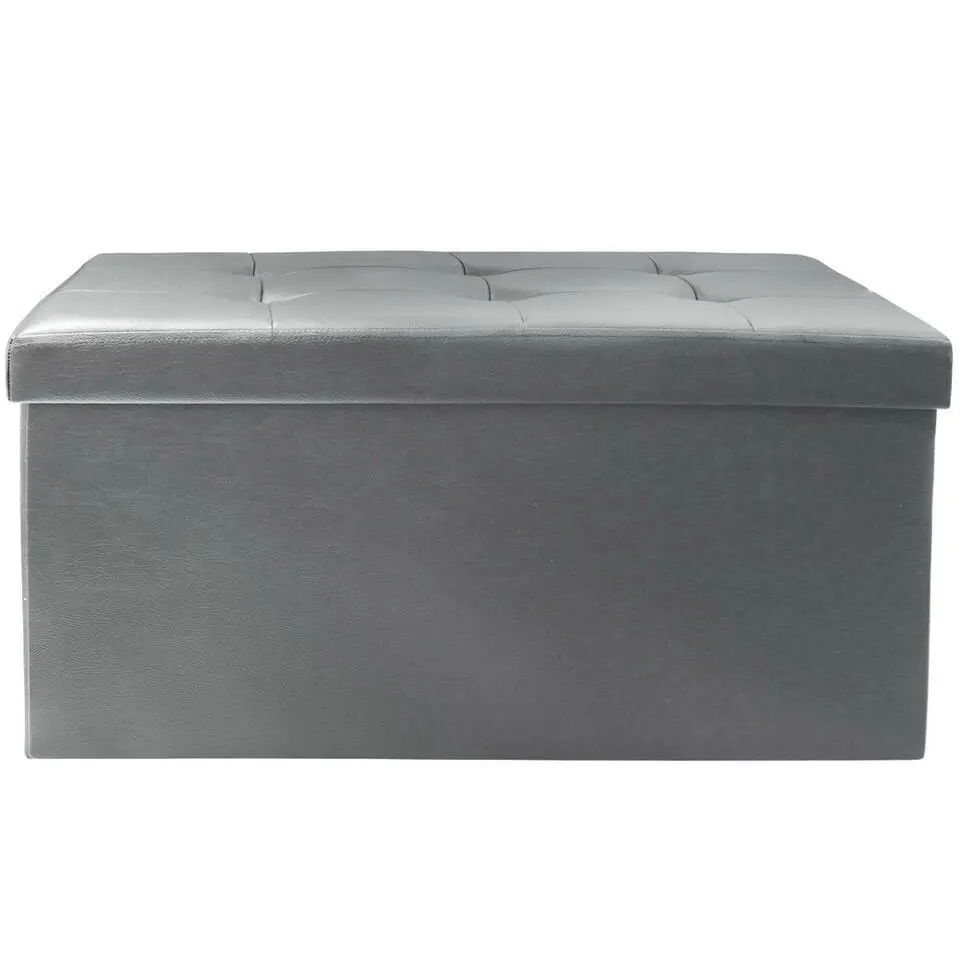 Home Deco Poef Eccense - opbergbox - grijs - 76 x 38 cm