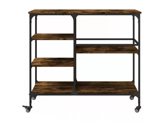 Chariot de cuisine chêne fumé 100x45x89,5 cm bois d'ingénierie