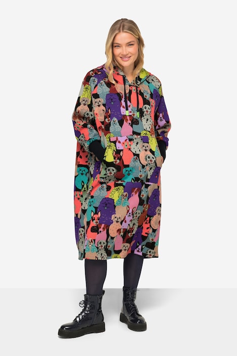 Kapuzen Sweatkleid bedruckt