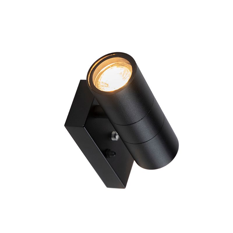 Buiten wandlamp zwart 2-lichts IP44 met schemersensor - Duo
