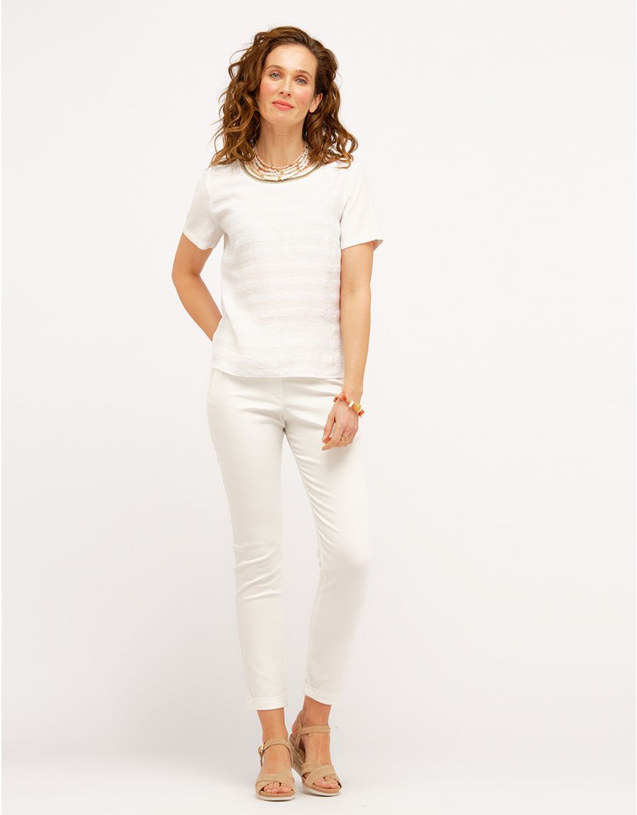 Top rayé beige