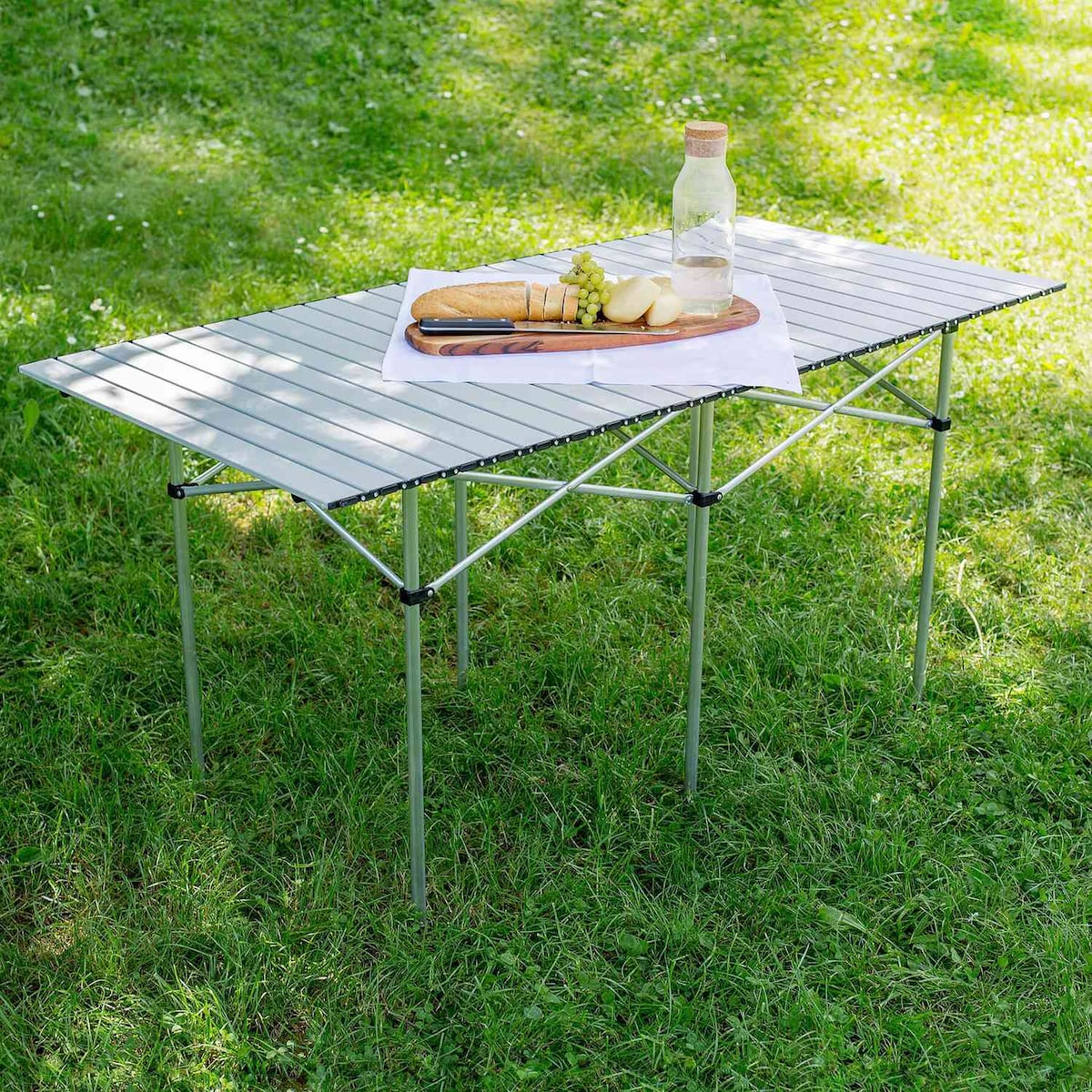 Aluminium sammenleggbart campingbord 140x70x70cm - grå