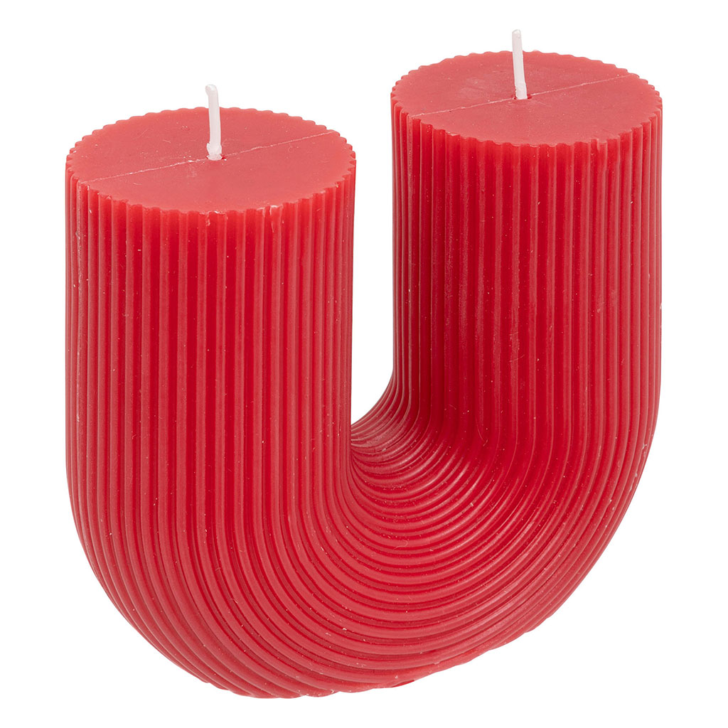 Bougie déco forme U rouge 11x12cm