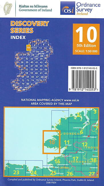 ORDNANCE SURVEY - 10 DONEGAL SUD WEST IRLANDE 1 50 000