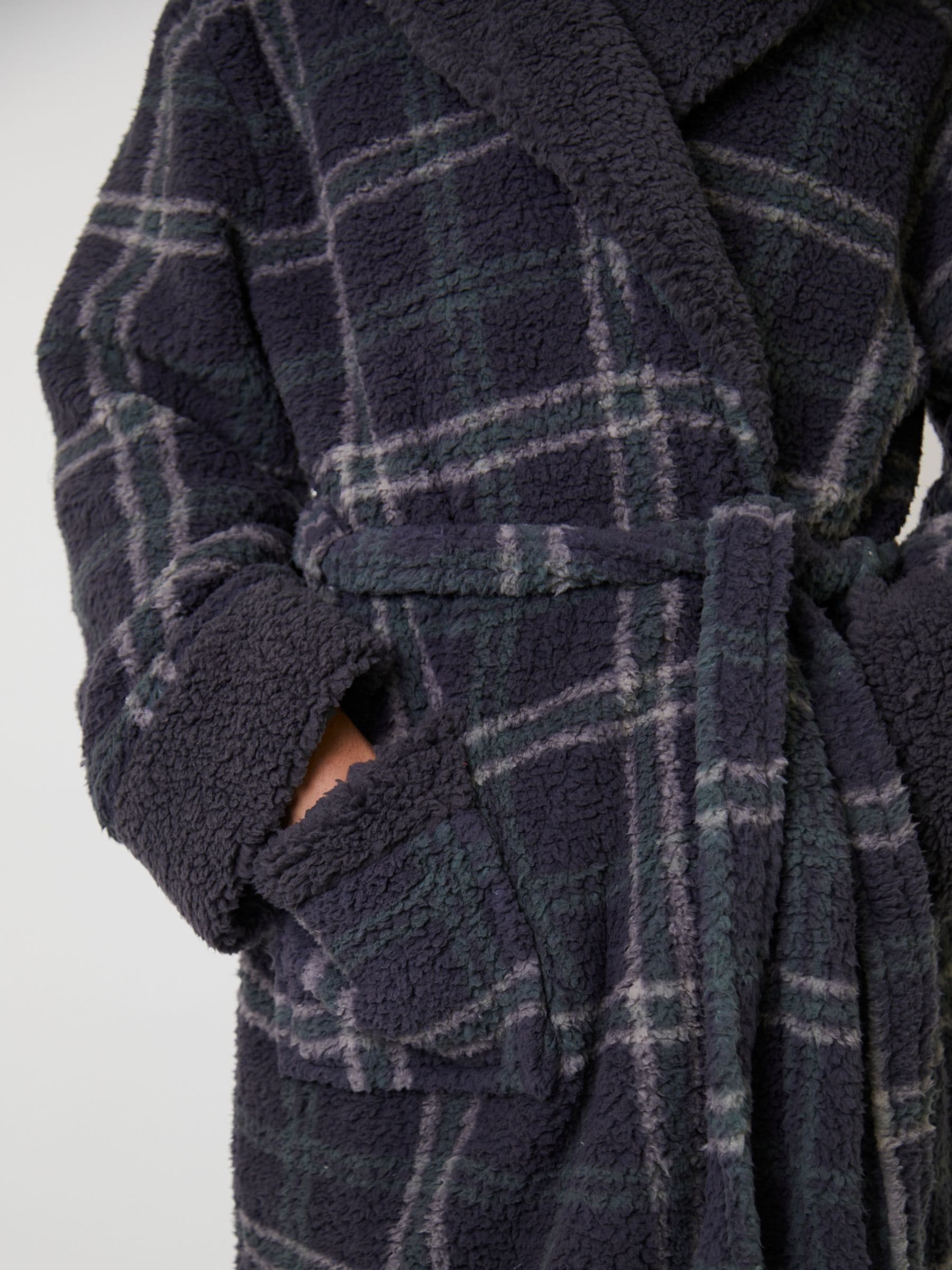 Loungeable Sherpa Check Hooded Dressing Gown