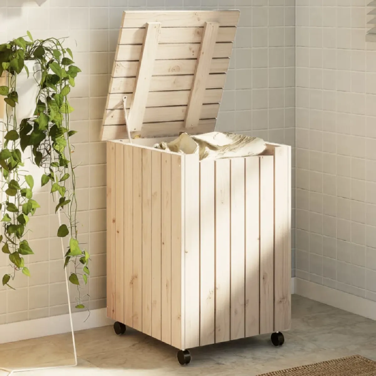 vidaXL RANA Panier à linge bois de pin