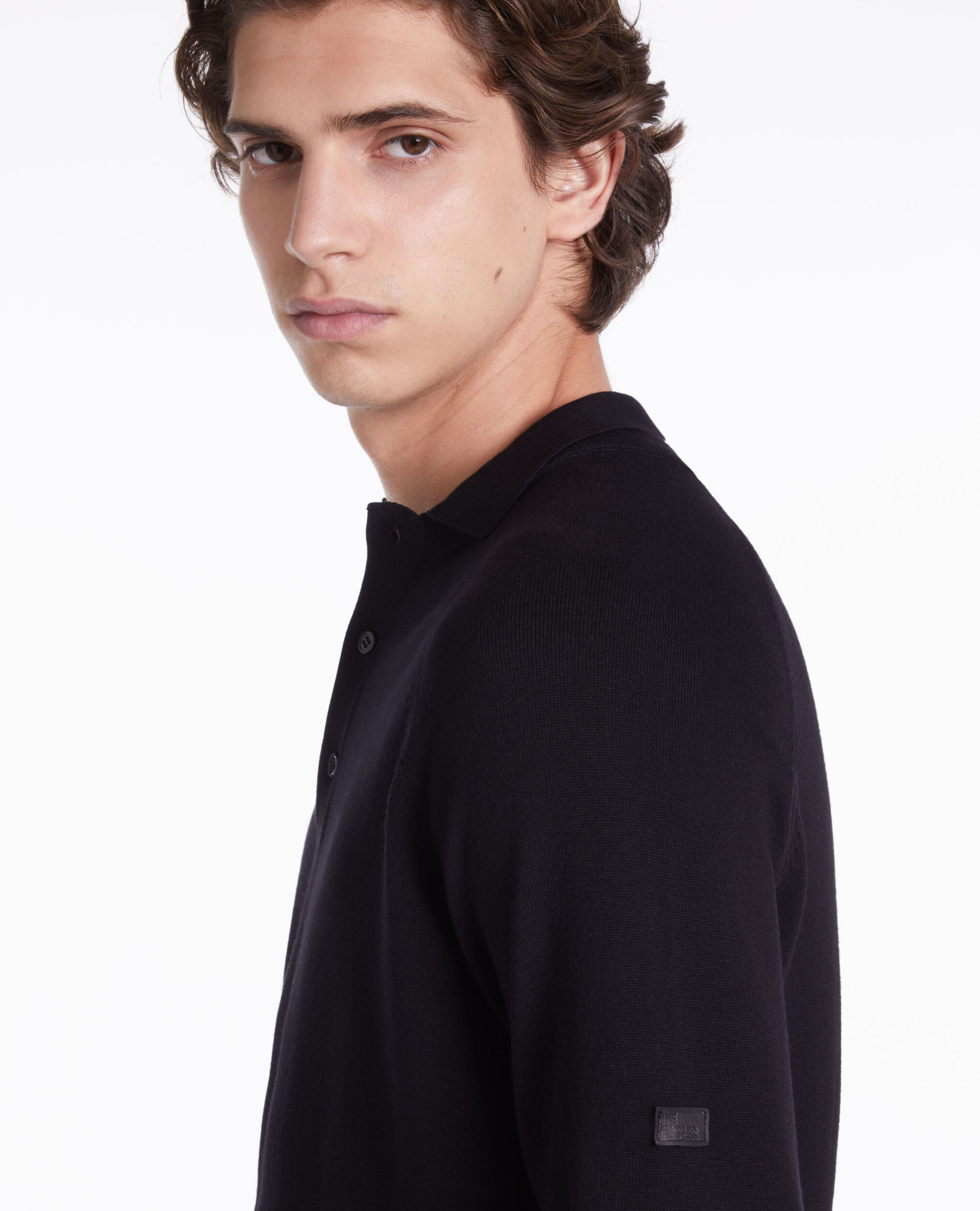 Polo noir en maille