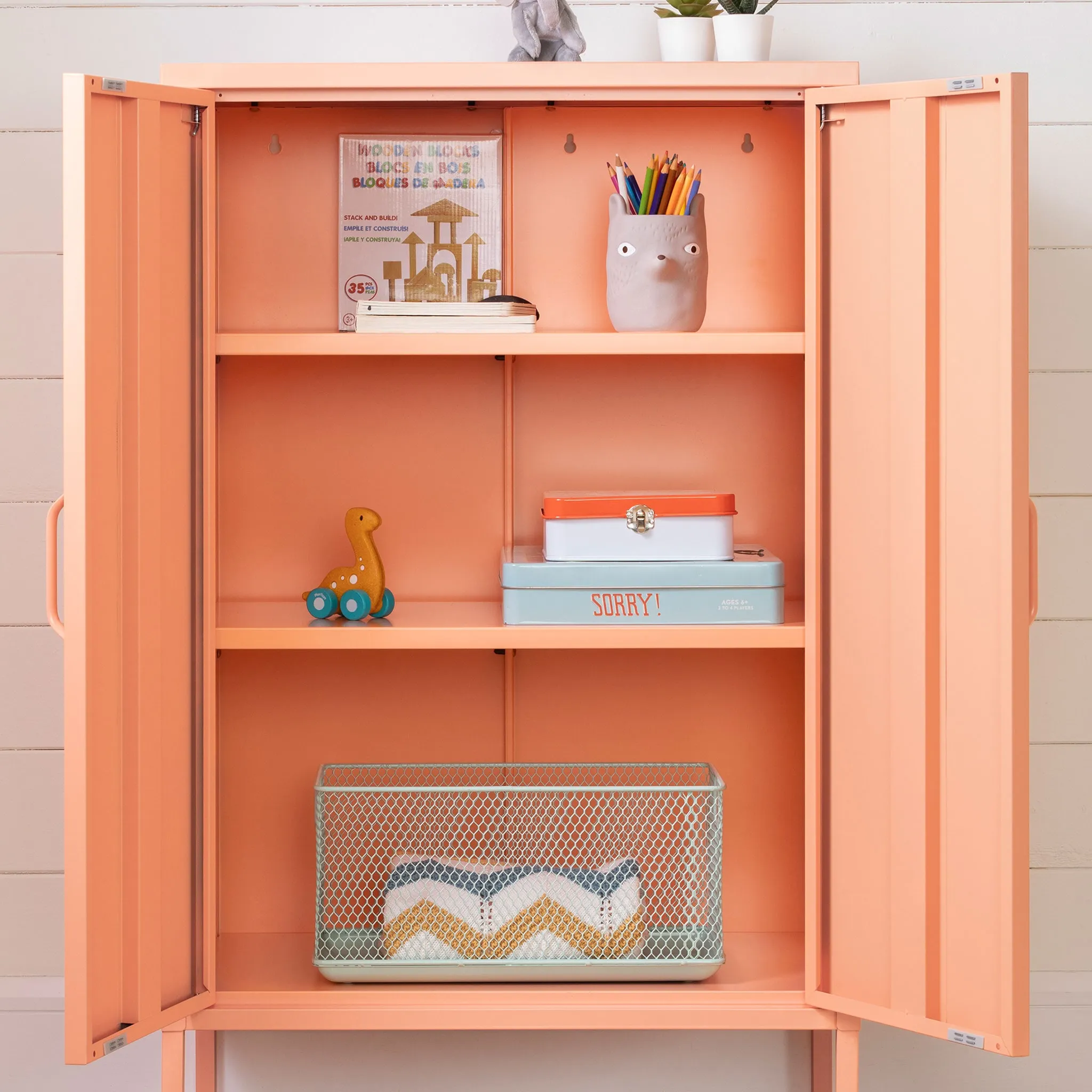 South Shore Meuble de Rangement avec 2 Portes en Métal Crea - Orange Pâle