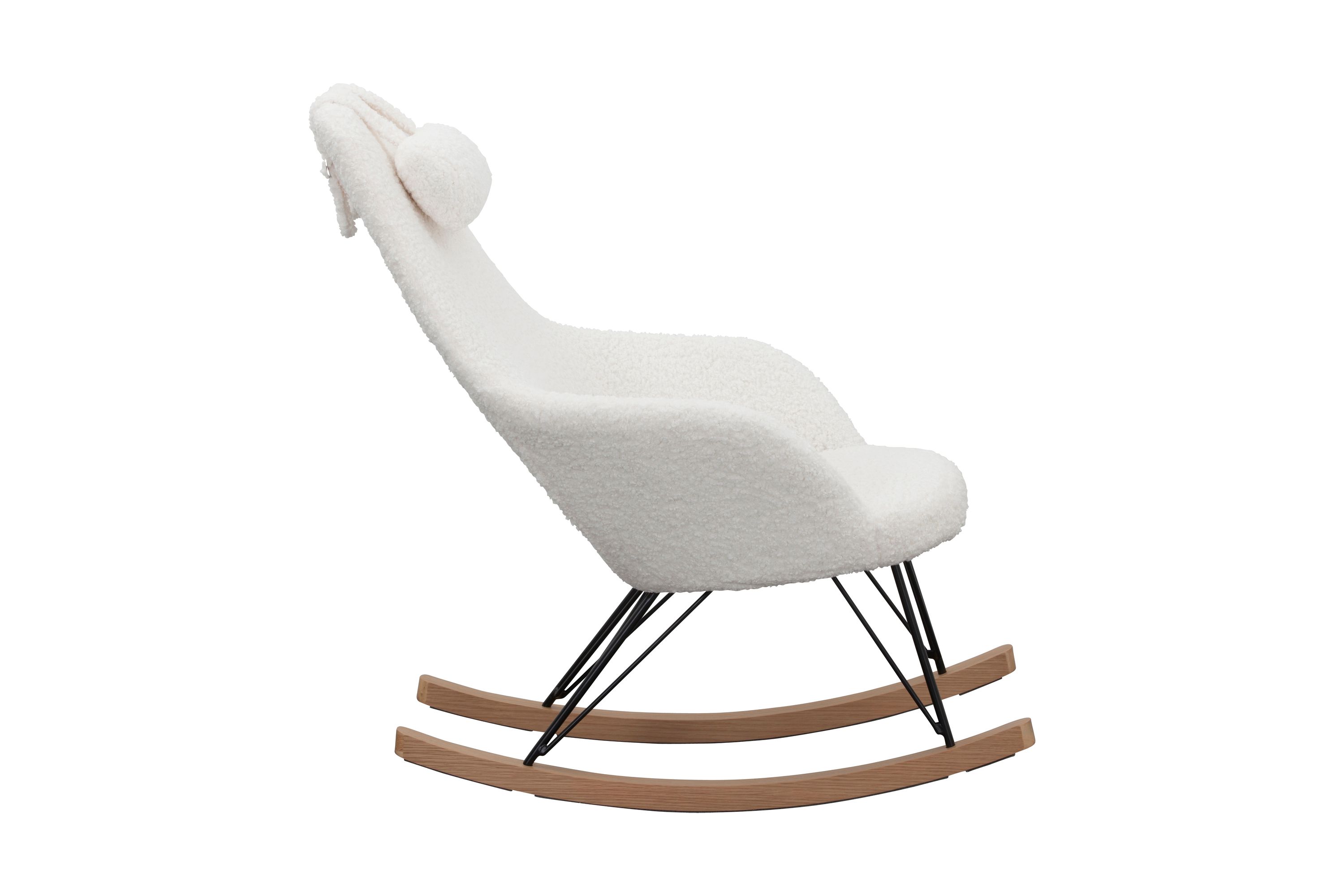 Schaukelstuhl Teddyfell weiß Relaxsessel Polstersessel Ohrensessel Loungesessel