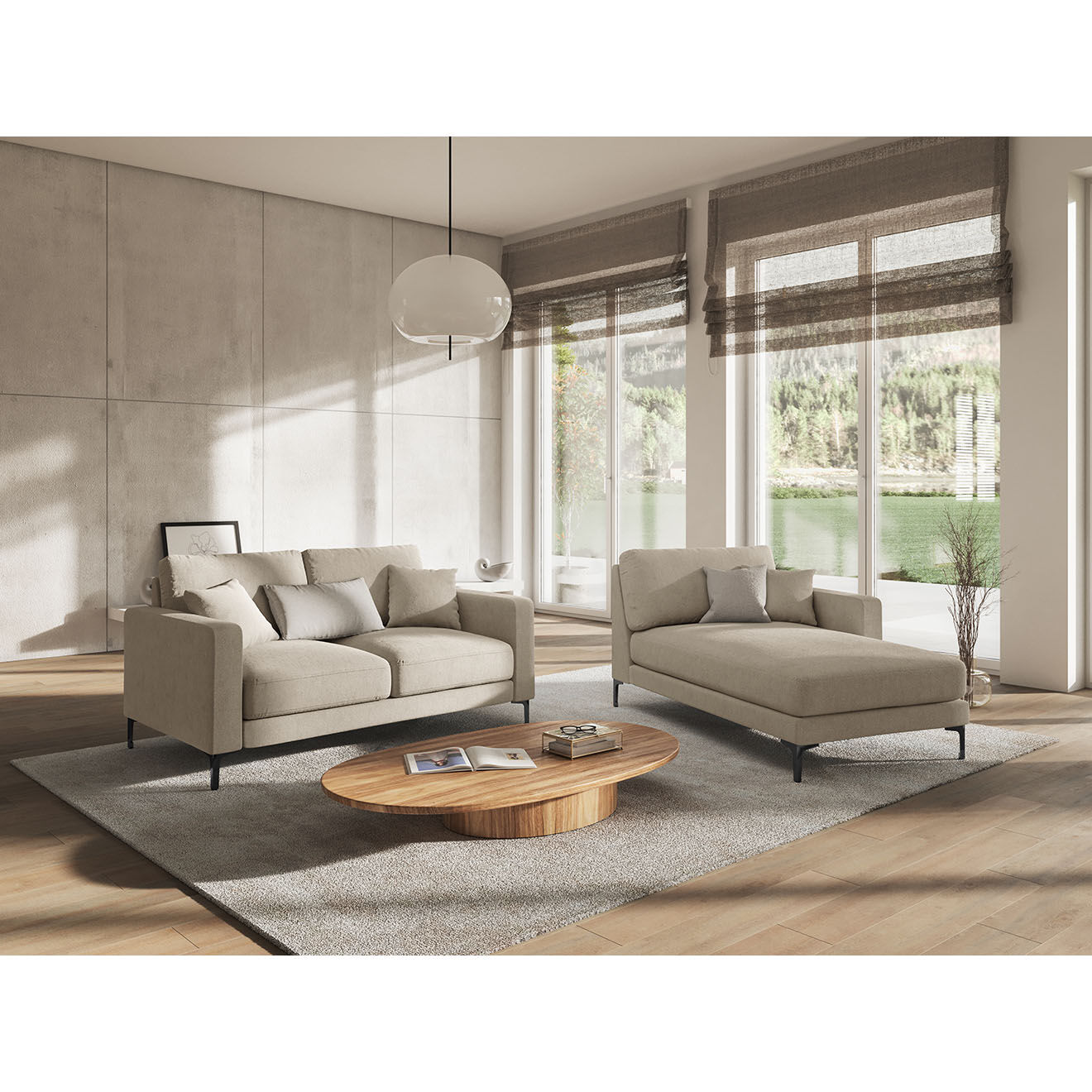 Mazzini Sofas Chaise Longue Droite Venus beige - 160x104x90 cm