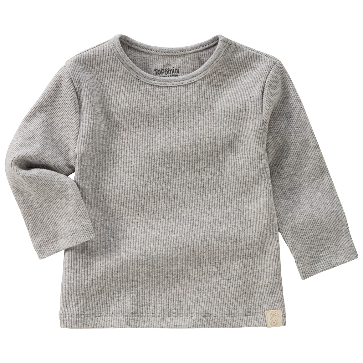 Topomini Pure Collection Newborn Langarmshirt mit Rippstruktur hellgrau