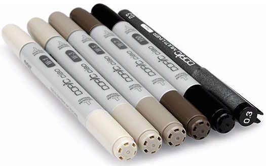 Copic - Ciao Markerset - Warm Grey Tones - 6 Stuks - Alcoholbasis