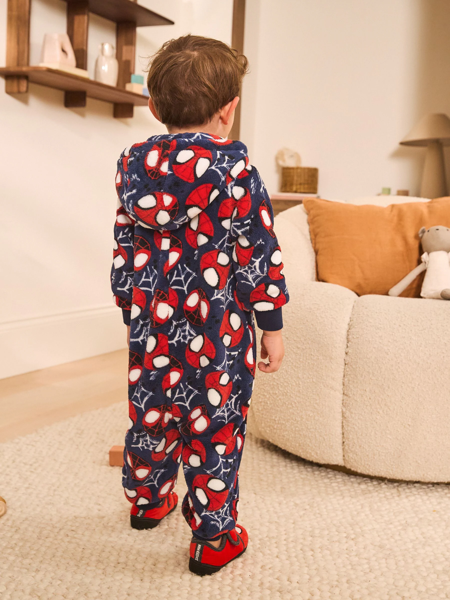 Navy/Red Spiderman - Fleece onesie met licentie (9mnd-10jr)